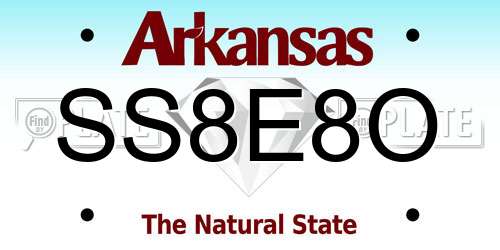 SS8E8O Arkansas License Plate