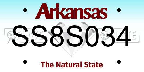 SS8S034 Arkansas License Plate