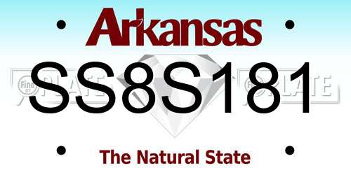 SS8S181 Arkansas License Plate