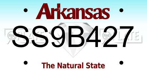 SS9B427 Arkansas License Plate