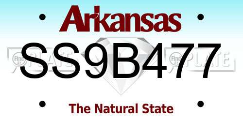 SS9B477 Arkansas License Plate
