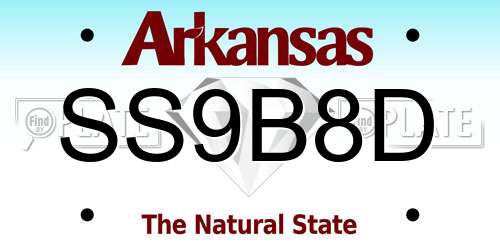 SS9B8D Arkansas License Plate