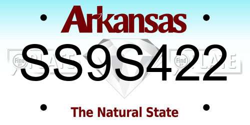 SS9S422 Arkansas License Plate