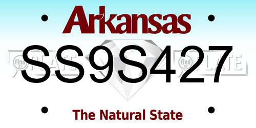 SS9S427 Arkansas License Plate