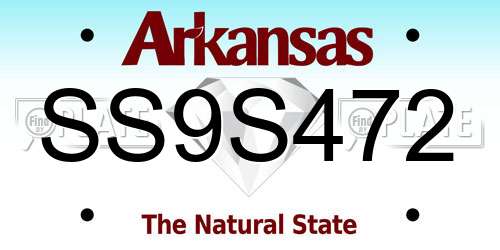 SS9S472 Arkansas License Plate