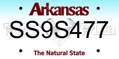 SS9S477 Arkansas License Plate