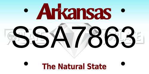 SSA7863 Arkansas License Plate