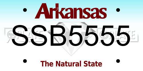 SSB5555 Arkansas License Plate