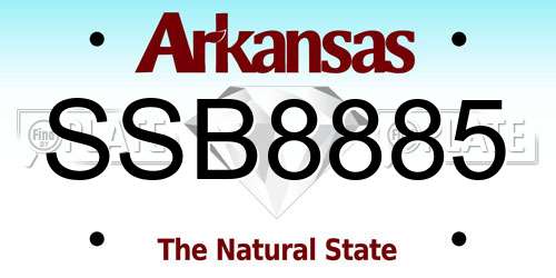 SSB8885 Arkansas License Plate
