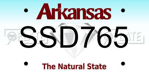 SSD765 Arkansas License Plate