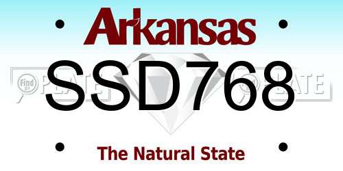 SSD768 Arkansas License Plate