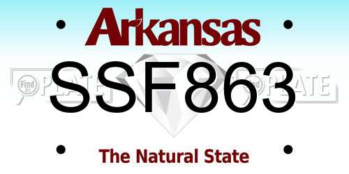SSF863 Arkansas License Plate