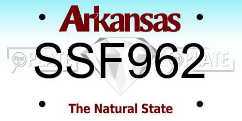 SSF962 Arkansas License Plate