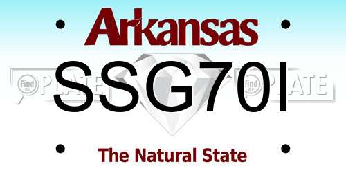 SSG70I Arkansas License Plate