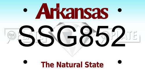 SSG852 Arkansas License Plate