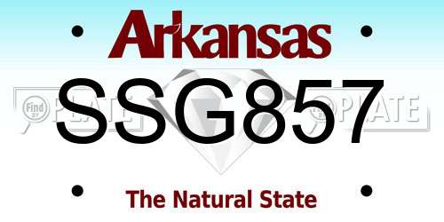 SSG857 Arkansas License Plate