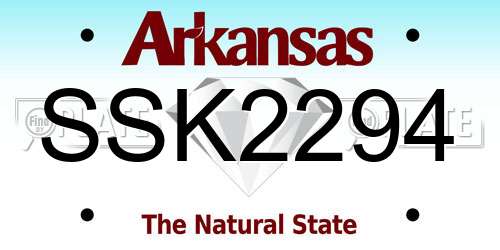 SSK2294 Arkansas License Plate