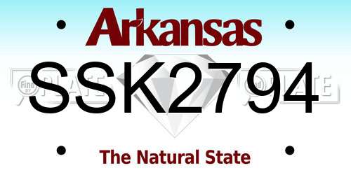SSK2794 Arkansas License Plate
