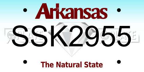 SSK2955 Arkansas License Plate