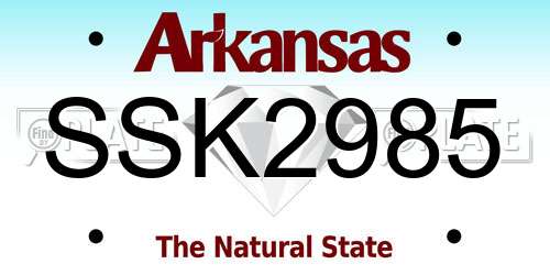 SSK2985 Arkansas License Plate
