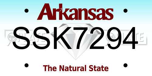 SSK7294 Arkansas License Plate