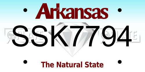 SSK7794 Arkansas License Plate
