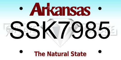 SSK7985 Arkansas License Plate