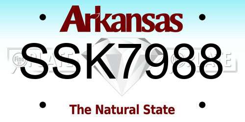 SSK7988 Arkansas License Plate