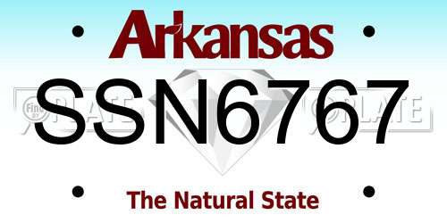 SSN6767 Arkansas License Plate