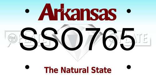 SSO765 Arkansas License Plate