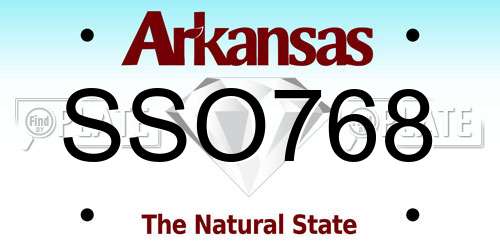 SSO768 Arkansas License Plate