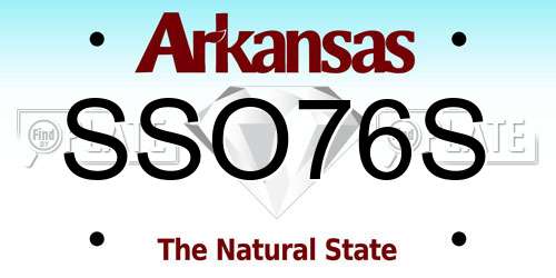 SSO76S Arkansas License Plate