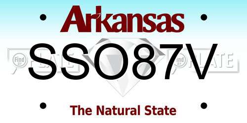 SSO87V Arkansas License Plate