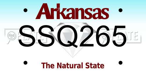 SSQ265 Arkansas License Plate