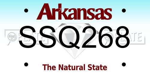 SSQ268 Arkansas License Plate