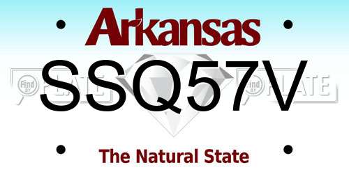 SSQ57V Arkansas License Plate