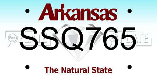SSQ765 Arkansas License Plate