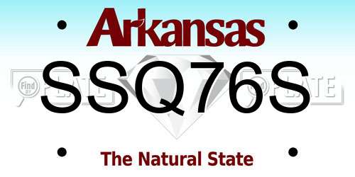 SSQ76S Arkansas License Plate