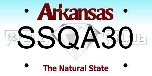 SSQA30 Arkansas License Plate