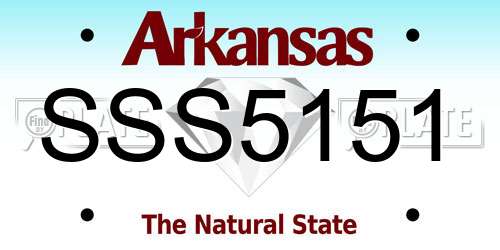 SSS5151 Arkansas License Plate