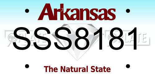SSS8181 Arkansas License Plate
