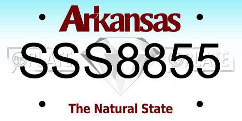 SSS8855 Arkansas License Plate