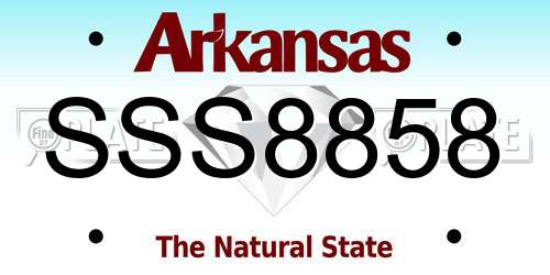 SSS8858 Arkansas License Plate