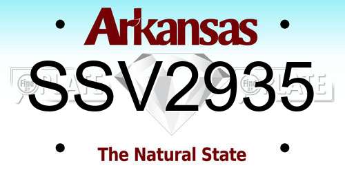 SSV2935 Arkansas License Plate