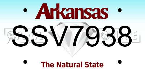 SSV7938 Arkansas License Plate