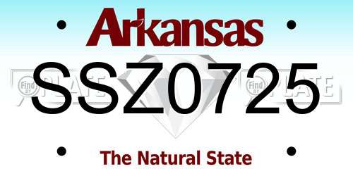 SSZ0725 Arkansas License Plate