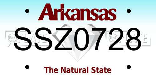SSZ0728 Arkansas License Plate