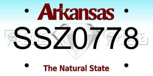 SSZ0778 Arkansas License Plate