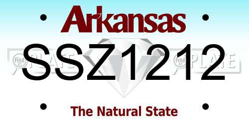 SSZ1212 Arkansas License Plate