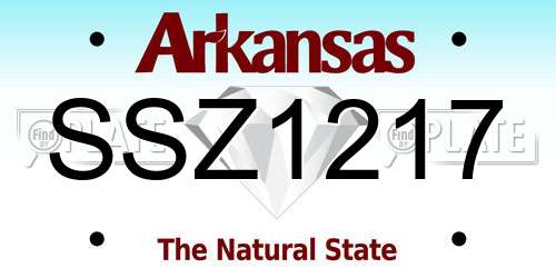 SSZ1217 Arkansas License Plate